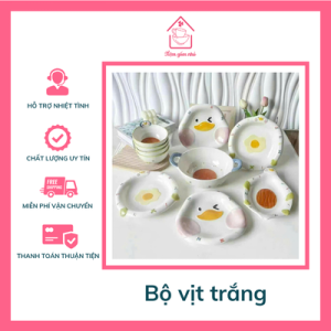 Bộ bát đĩa vịt trắng sứ 7 món dành cho gia đình