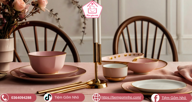 Bộ bát đĩa sứ xương dùng đãi khách sang trọng 