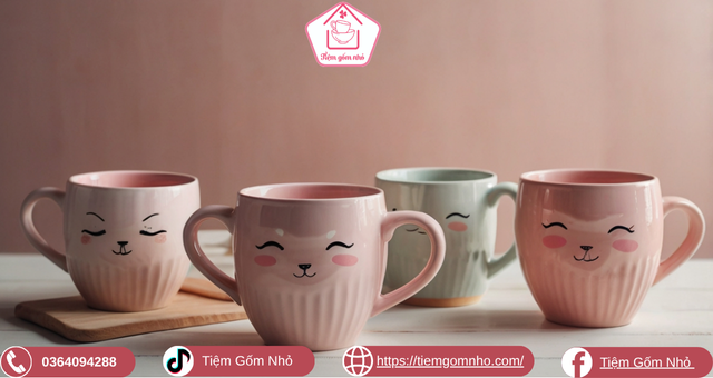 Cốc sứ hồng pastel dễ thương giá rẻ