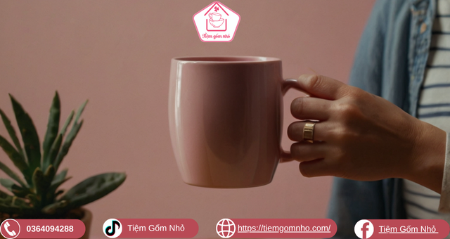 Kiểm tra chất lượng cốc sứ hồng pastel