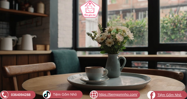 Gốm sứ và phong thủy làm điểm nhấn bàn cà phê