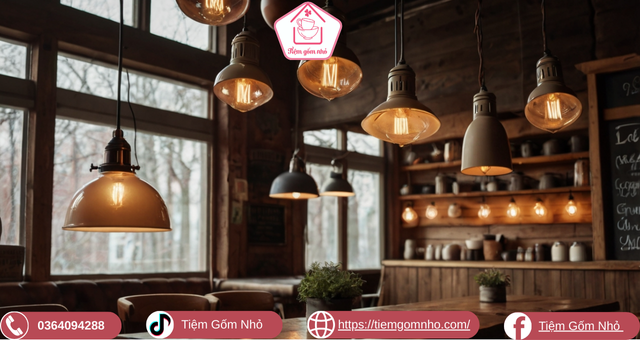 Gốm sứ và phong thủy với đèn trang trí cà phê
