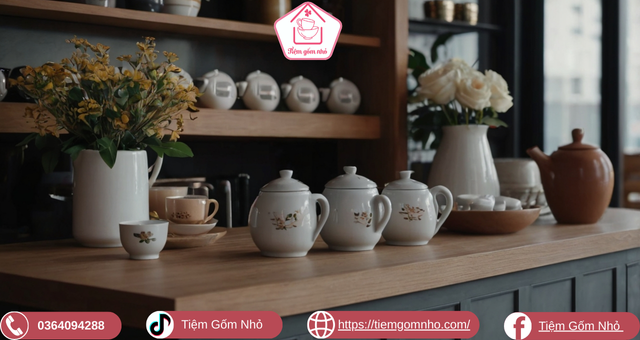 Gốm sứ và phong thủy trang trí quầy bar cà phê